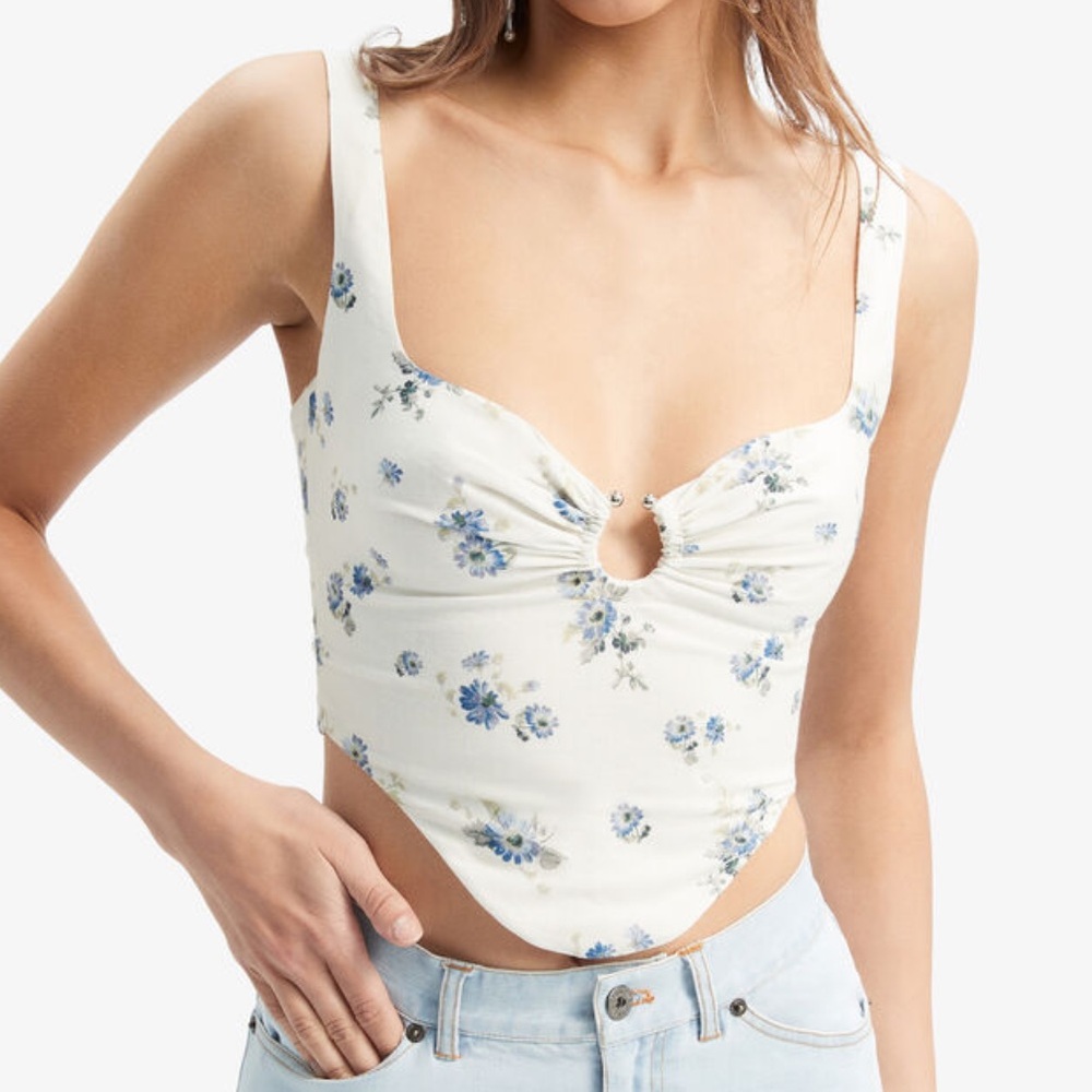 Cello Bustier In Blue Floral